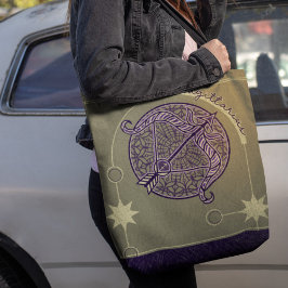 Sagittarius Zodiac Sign Lila and White Mandala Tygkasse