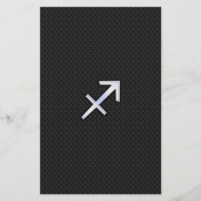 Sagittarius Zodiac Sign på Black Snake Skin Decor Brevpapper (Framsida)