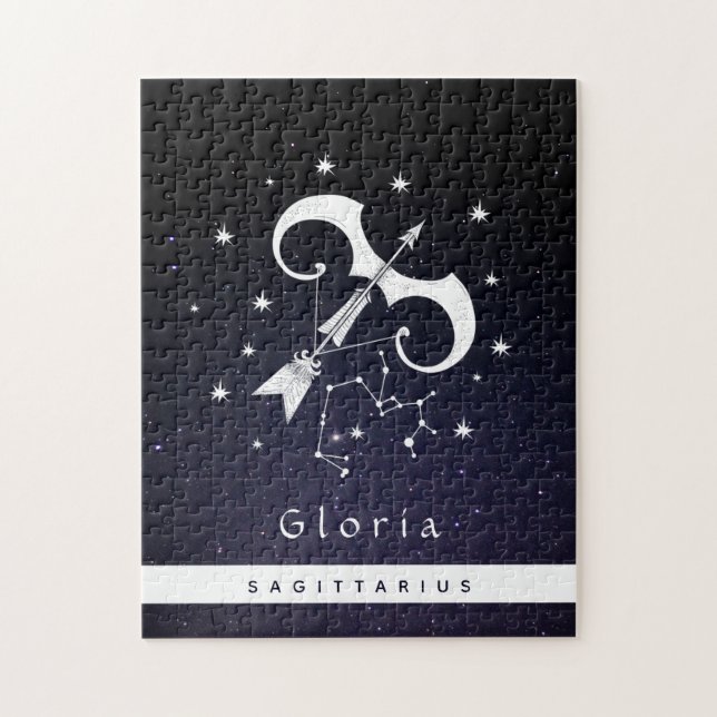 Sagittarius Zodiac Sign Star Horoscope Symbol Namn Pussel (Vertikal)