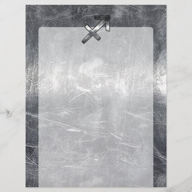 Sagittarius Zodiac Silver Distress Steel-utseende (Framsida)