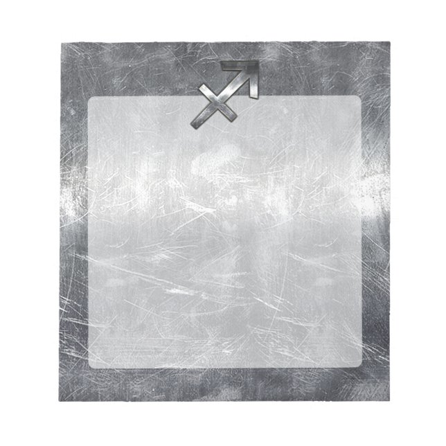 Sagittarius Zodiac Silver Distress Steel-utseende Anteckningsblock (Framsida)