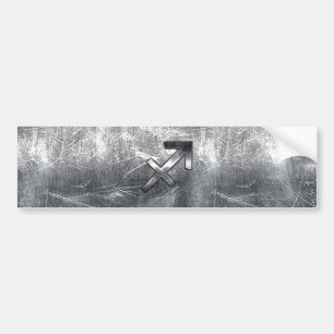 Sagittarius Zodiac Silver Distress Steel-utseende Bildekal