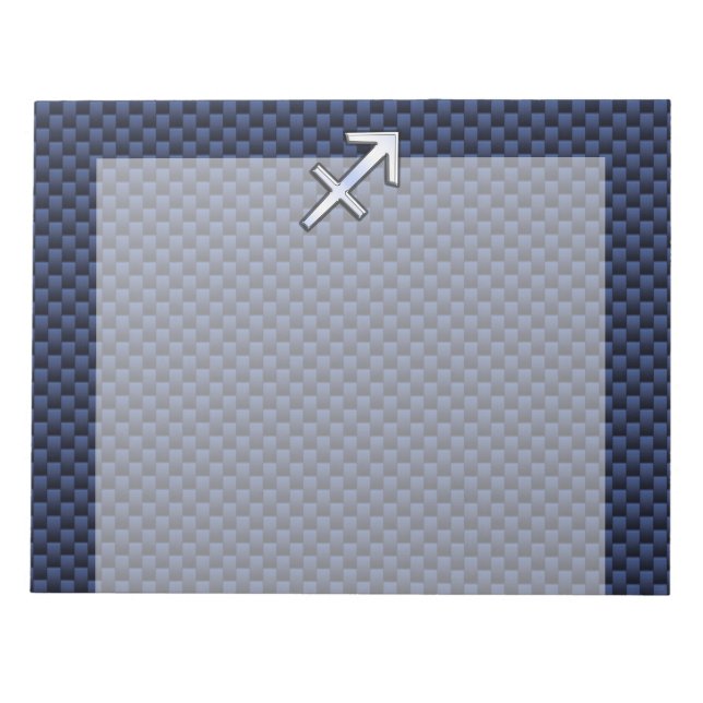 Sagittarius Zodiac-skylt på Blue Carbon Fiber Deco Anteckningsblock (Framsida)