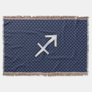 Sagittarius Zodiac-skylt på Blue Carbon Fiber Deco Filt