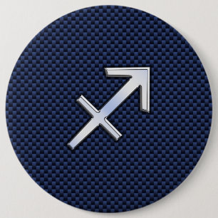 Sagittarius Zodiac-skylt på Blue Carbon Fiber Deco Knapp