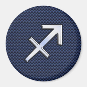 Sagittarius Zodiac-skylt på Blue Carbon Fiber Deco Magnet