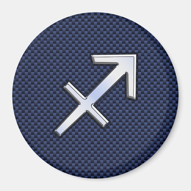Sagittarius Zodiac-skylt på Blue Carbon Fiber Deco Magnet (Framsidan)