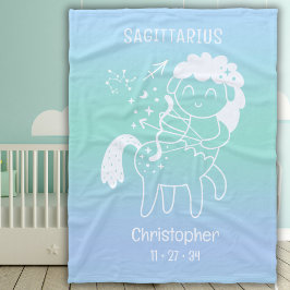 Sagittarius Zodiac Star Namn Birthdate Blue Baby Fleecefilt