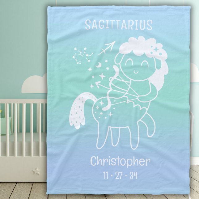 Sagittarius Zodiac Star Namn Birthdate Blue Baby Fleecefilt (Skapare uppladdad)