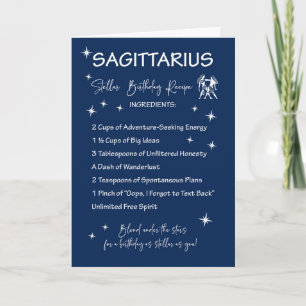 Sagittarius Zodiac Stellar Birthday Recipe Kort