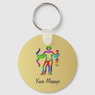 Sagittarius Zodiac Stjärntecken Rainbow Guld Nycke Nyckelring