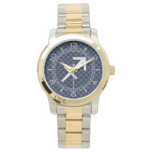 Sagittarius Zodiac Symbol Blue Carbon Dial Skriv u Armbandsur