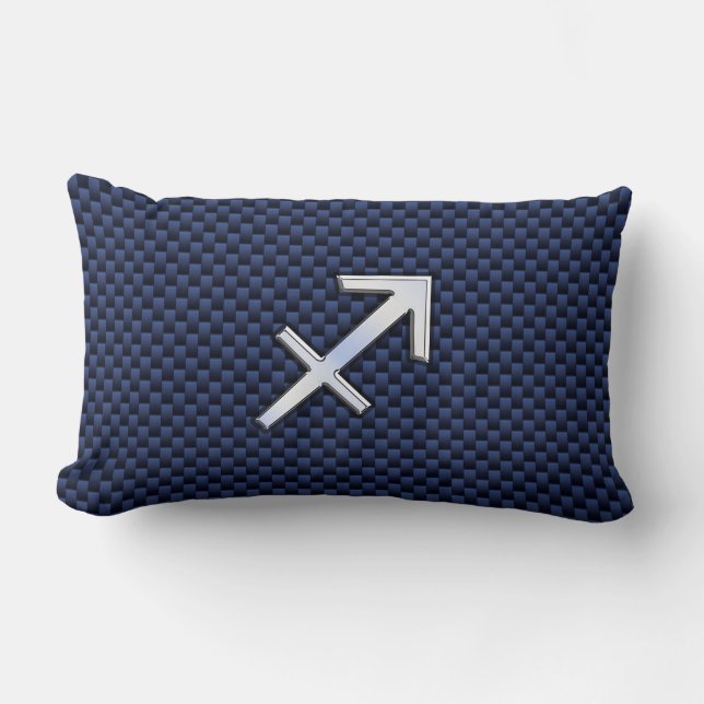 Sagittarius Zodiac Symbol Blue Carbon Fiber Skriv  Lumbarkudde (Framsida)