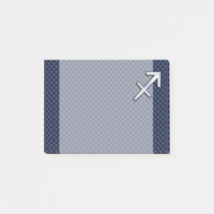 Sagittarius Zodiac Symbol Blue Carbon Fiber Skriv Post-it Block