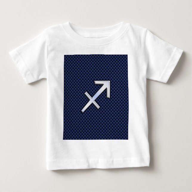 Sagittarius Zodiac Symbol Blue Carbon Fiber Skriv  T Shirt (Framsida)