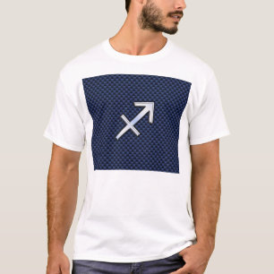 Sagittarius Zodiac Symbol Blue Carbon Fiber Skriv Tee
