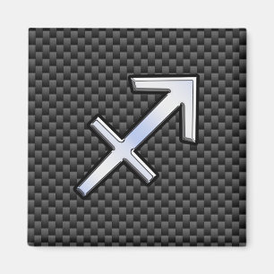 Sagittarius Zodiac Symbol Charcol Carbon Fiber Magnet