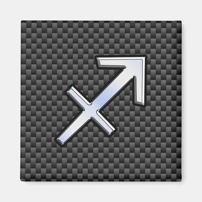 Sagittarius Zodiac Symbol Charcol Carbon Fiber Magnet (Framsidan)