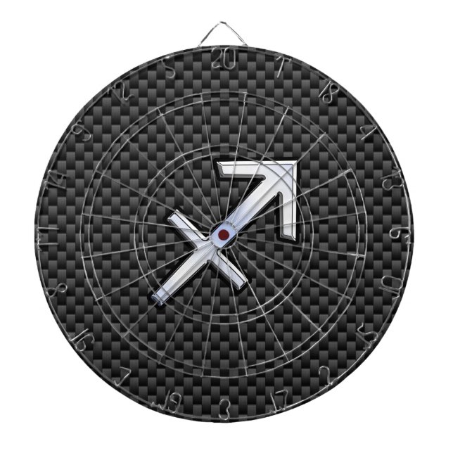 Sagittarius Zodiac Symbol Charcol Carbon Fiber Piltavla (Framsidan)