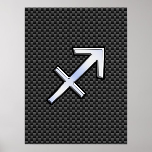 Sagittarius Zodiac Symbol Charcol Carbon Fiber Poster (Framsidan)