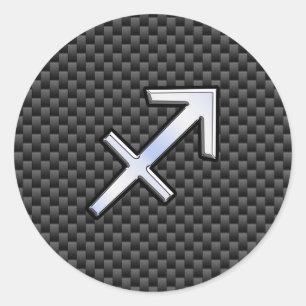 Sagittarius Zodiac Symbol Charcol Carbon Fiber Runt Klistermärke