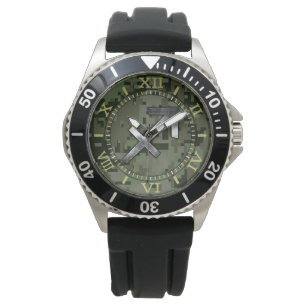 Sagittarius Zodiac Symbol Grönt Digital Camo Dial Armbandsur