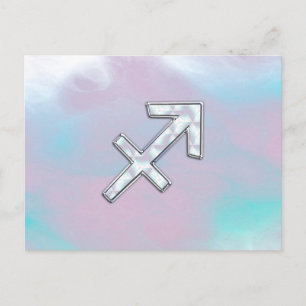 Sagittarius Zodiac Symbol Mor i Pearl Stil Vykort