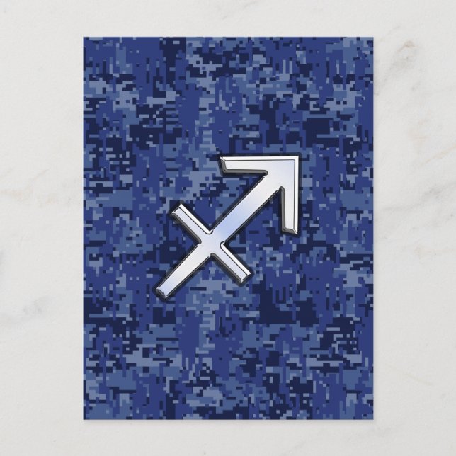 Sagittarius Zodiac Symbol NavyDigital Camouflage Vykort (Framsida)