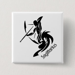 Sagittarius Zodiac Symbol och Sign Knapp
