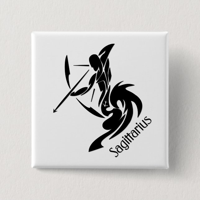 Sagittarius Zodiac Symbol och Sign Knapp (Framsida)