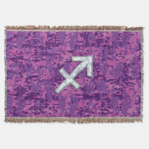 Sagittarius Zodiac Symbol på Fuchsia Digital Camo Mysfilt