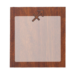 Sagittarius Zodiac Symbol på Mahogany Wood Decor Anteckningsblock