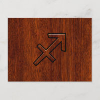 Sagittarius Zodiac Symbol på Mahogany Wood Decor