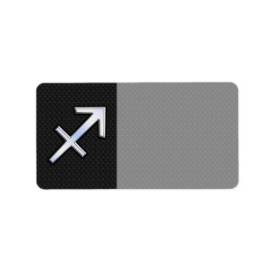 Sagittarius Zodiac Symbol på svart ormhud Adressetikett