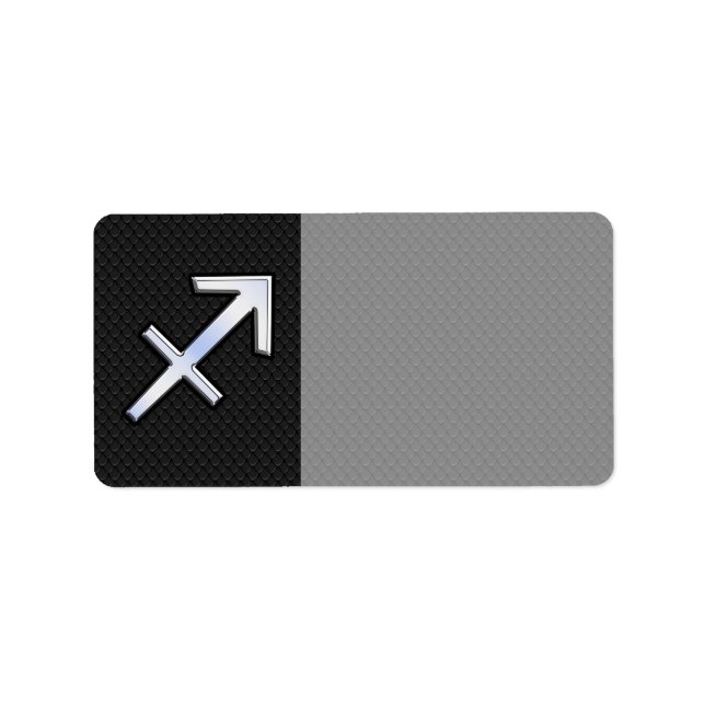 Sagittarius Zodiac Symbol på svart ormhud Adressetikett (Framsidan)