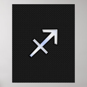 Sagittarius Zodiac Symbol på svart ormhud Poster