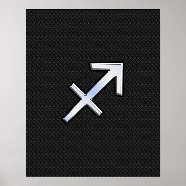 Sagittarius Zodiac Symbol på svart ormhud Poster (Framsidan)