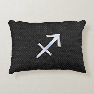 Sagittarius Zodiac Symbol på svart ormhud Prydnadskudde
