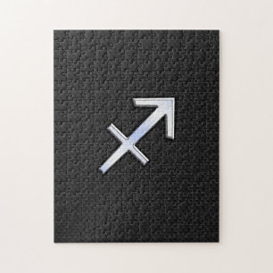 Sagittarius Zodiac Symbol på svart ormhud Pussel