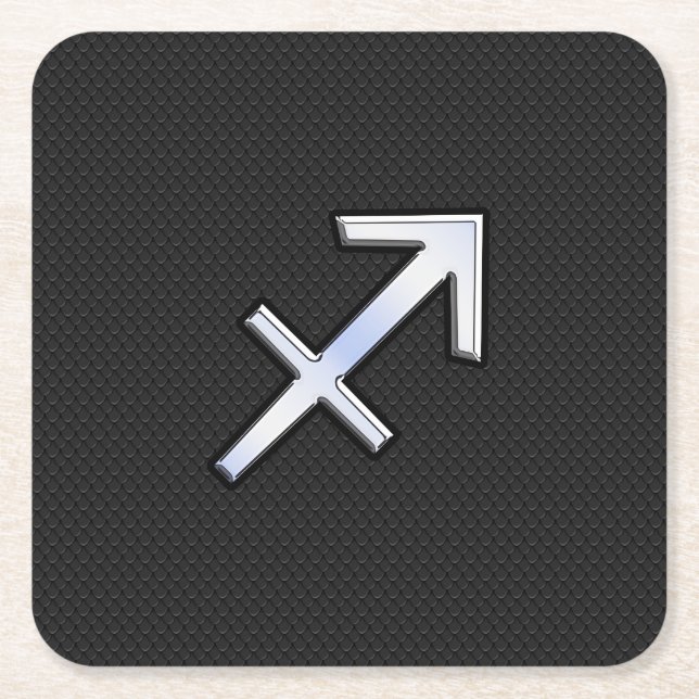 Sagittarius Zodiac Symbol på svart ormhud Underlägg Papper Kvadrat (Framsidan)