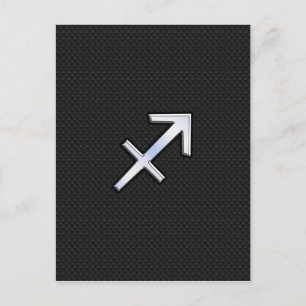 Sagittarius Zodiac Symbol på svart ormhud Vykort