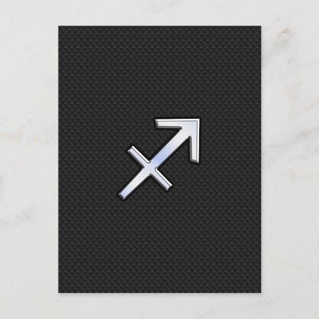 Sagittarius Zodiac Symbol på svart ormhud Vykort (Framsida)