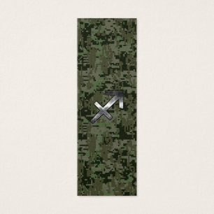 Sagittarius Zodiac Symbol på Woodland Digital Camo Litet Visitkort