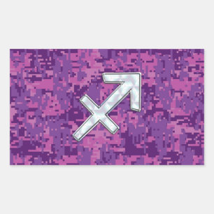 Sagittarius Zodiac Symbol Rosa Digital Camouflage Rektangulärt Klistermärke