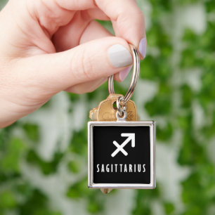 Sagittarius zodiac-tecken fyrkantig silverfärgad nyckelring