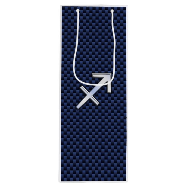 Sagittarius Zodiac-tecken på Blue Carbon Fiber Skr (Framsidan)