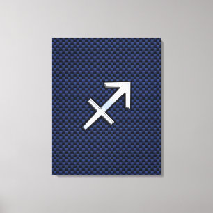 Sagittarius Zodiac-tecken på Blue Carbon Fiber Skr Canvastryck