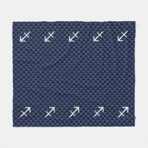 Sagittarius Zodiac-tecken på Blue Carbon Fiber Skr Fleecefilt