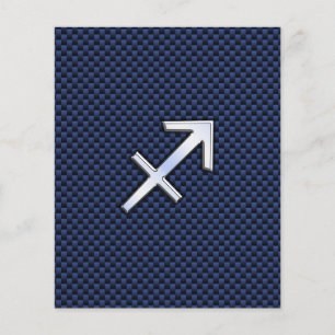 Sagittarius Zodiac-tecken på Blue Carbon Fiber Skr Flygblad