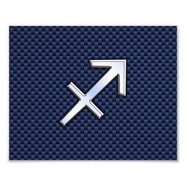 Sagittarius Zodiac-tecken på Blue Carbon Fiber Skr Fototryck (Framsidan)
